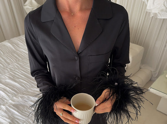 KENDAL BLACK FEATHER LUXE PJS - LIMITED EDITION