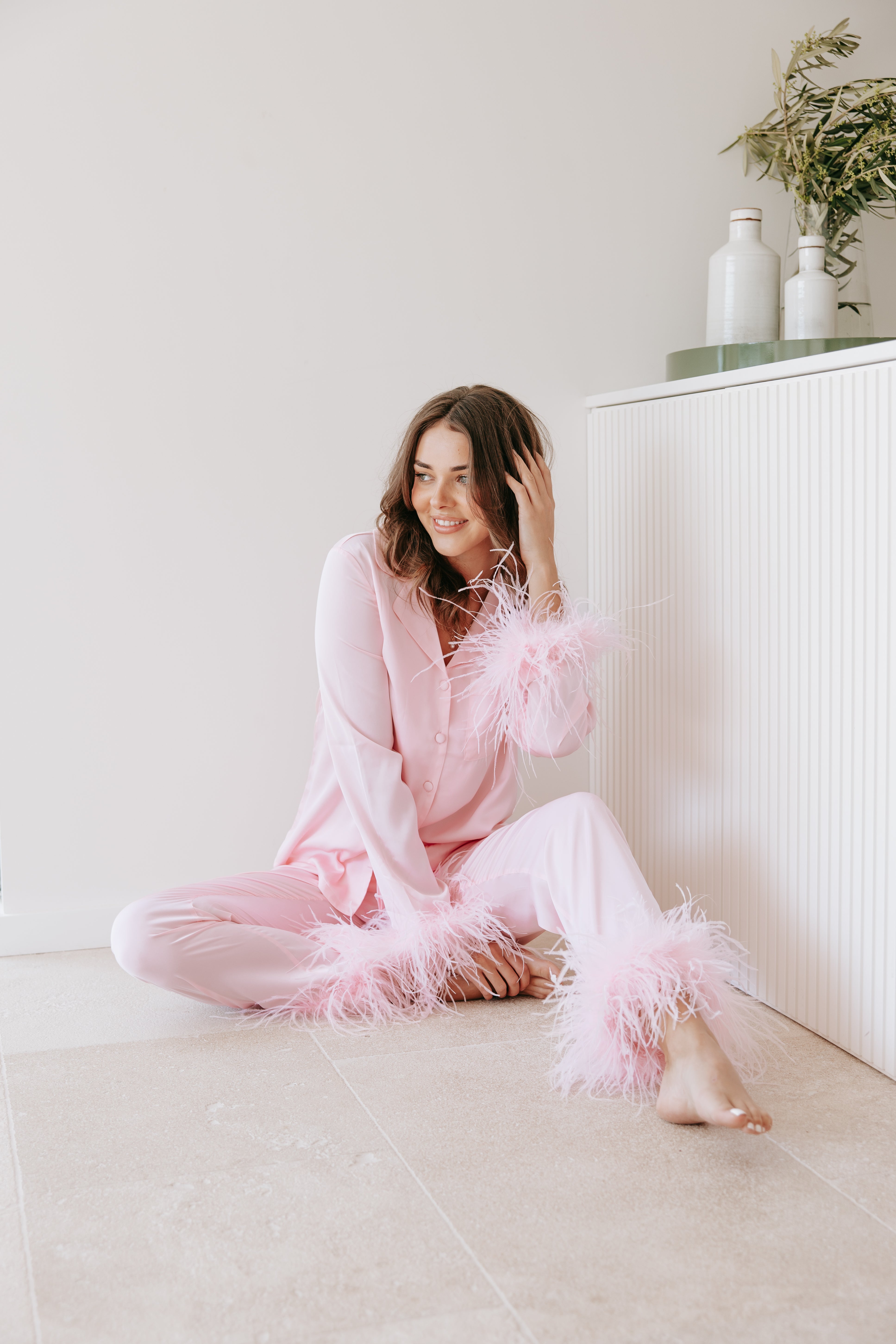 Pink feather pyjamas sale